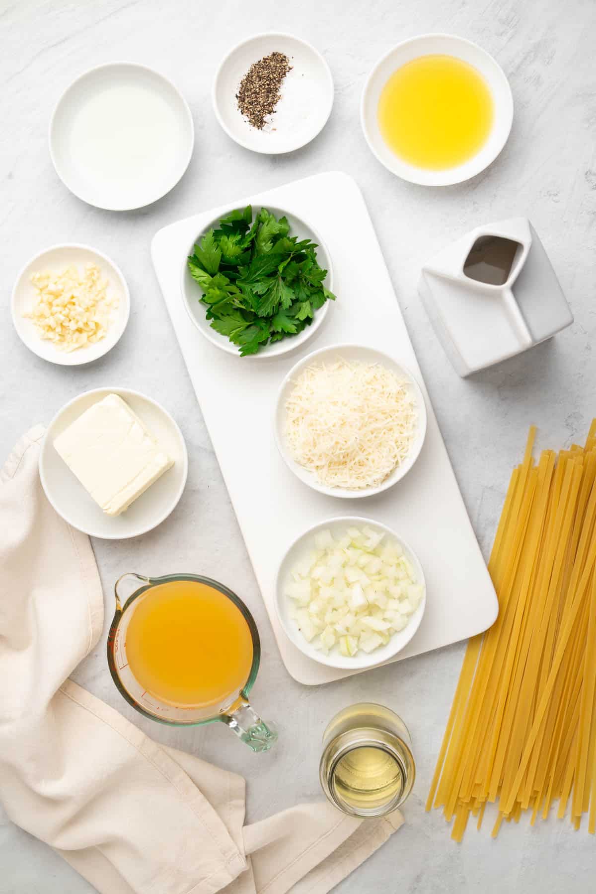 ingredients for the pasta laid out 