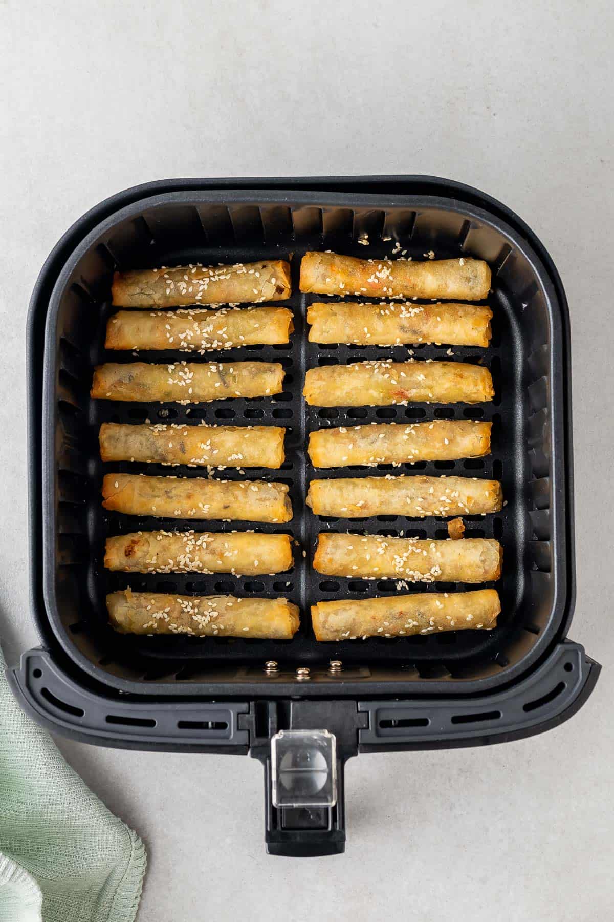 cooked egg rolls in the air fryer basket