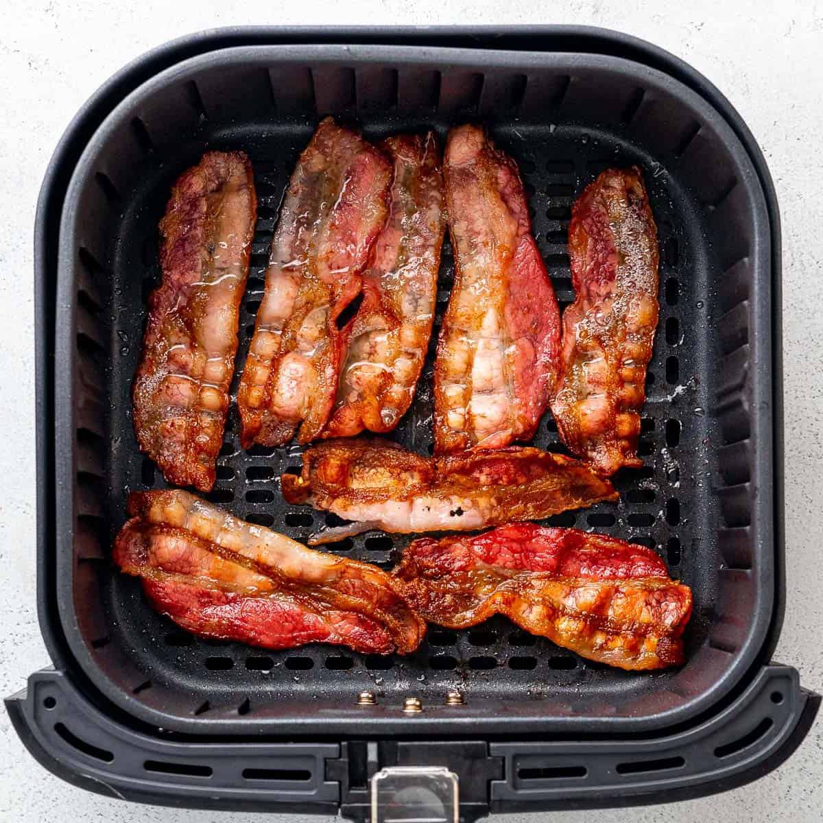 air fryer bacon in air fryer basket