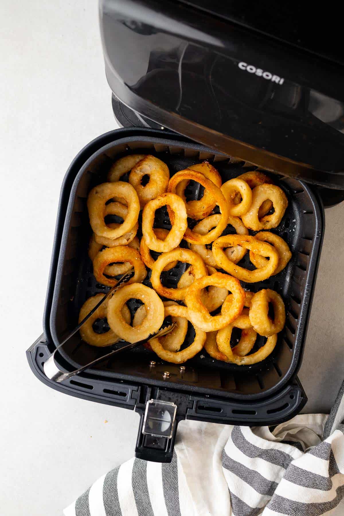 Air Fryer Frozen Onion Rings - always use butter