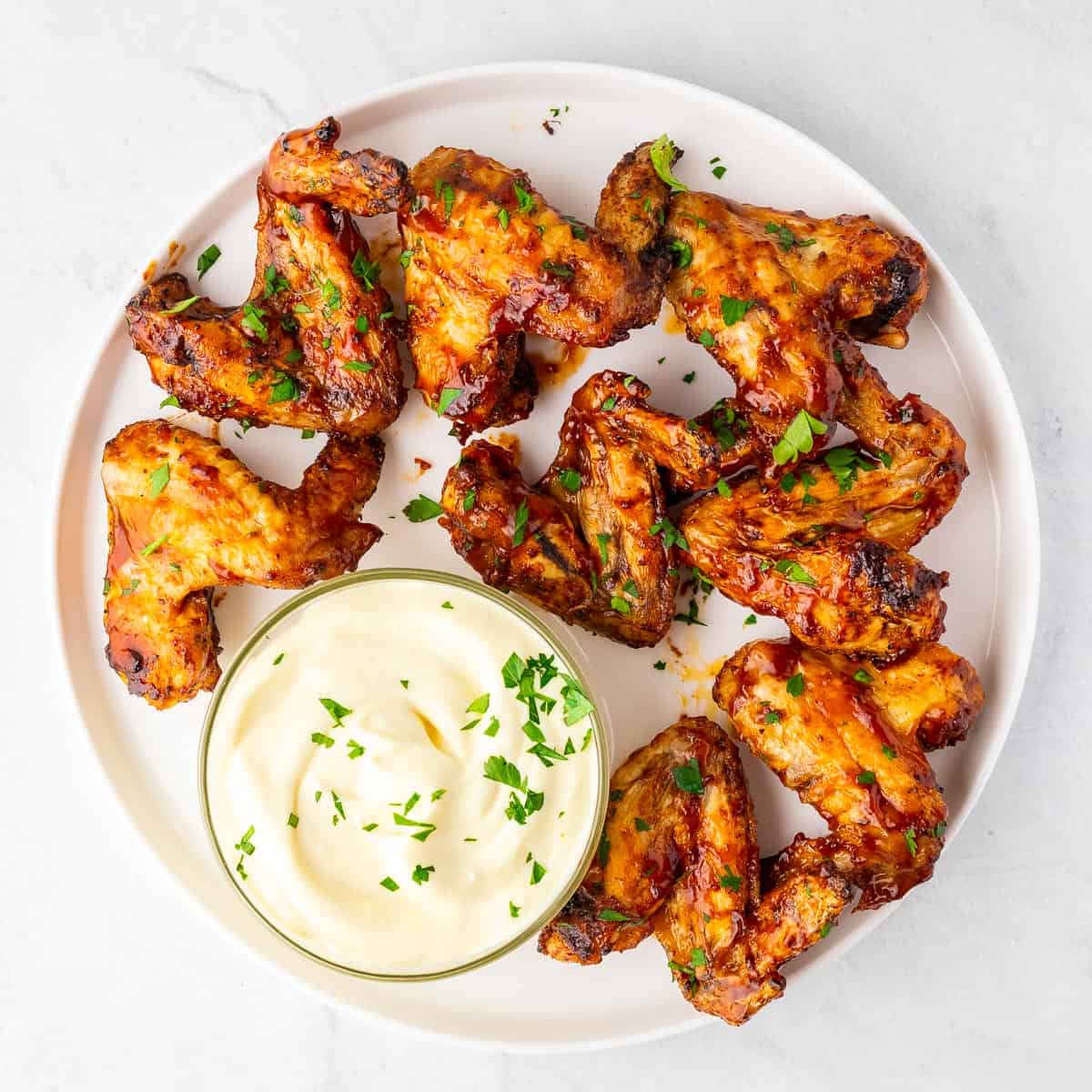 air-fried chicken wings served with mayo
