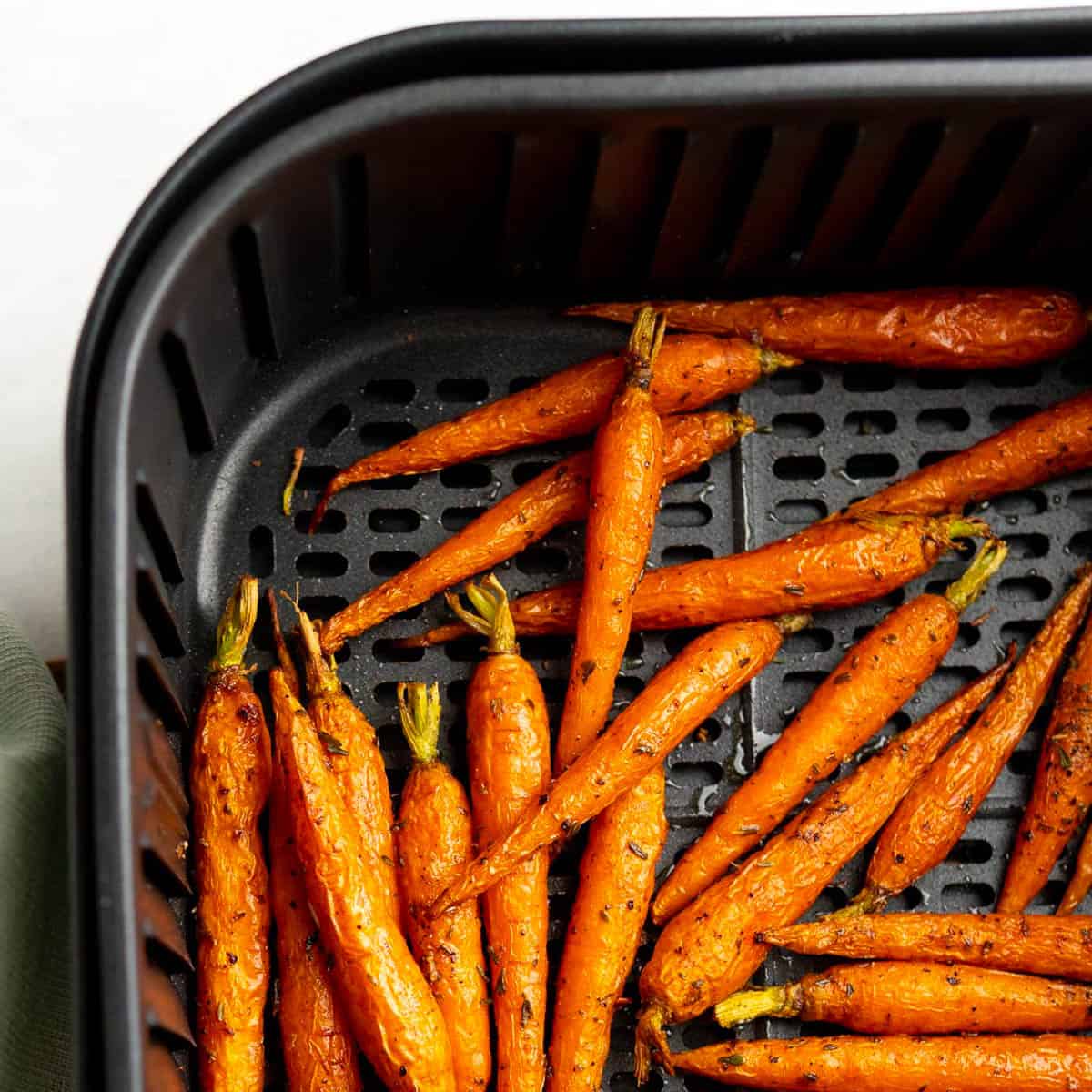 air fried baby carrots in air fryer basket