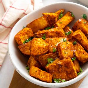 featured image for the air fryer sweet potato cubes